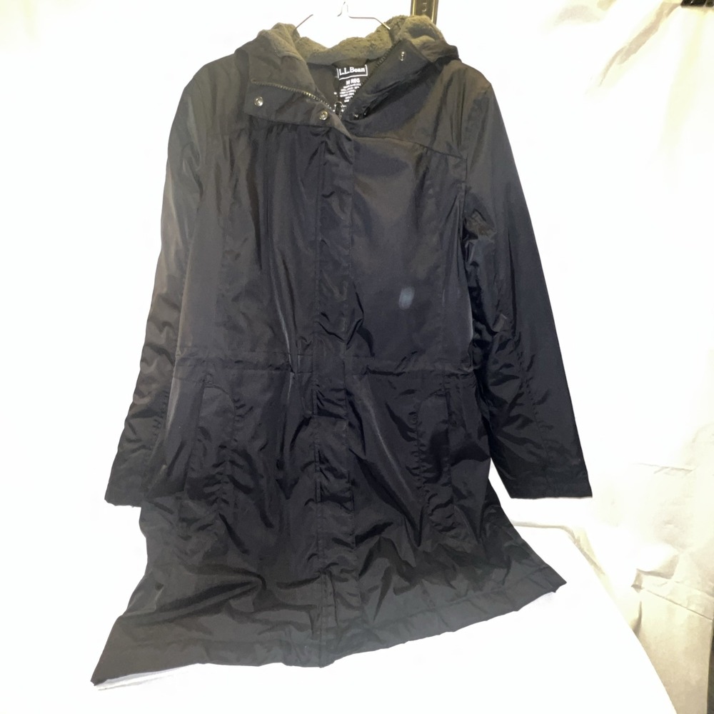 L.L. Bean Jacket Women's Black 3/4 Length Hooded Coat-|Size: Misses Med
